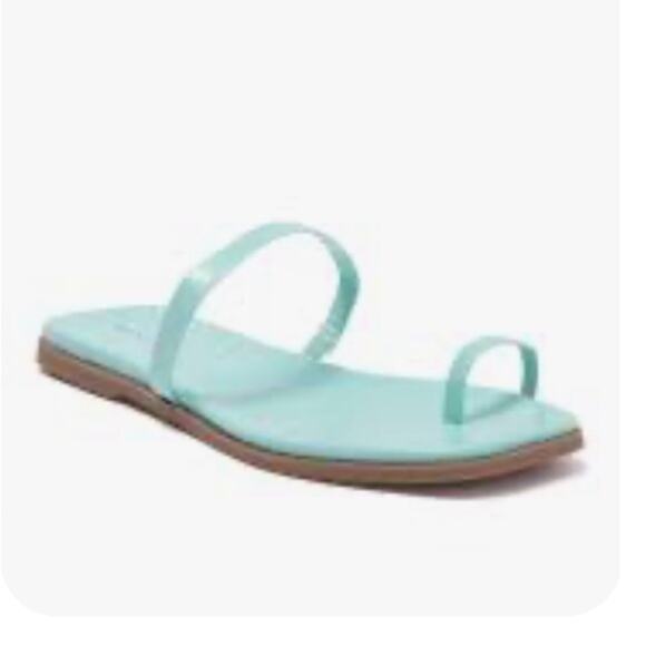 NEW 14th & Union Cece Blue Chill Croco Flat Slide Toe Thong Sandals, NEW Size 7 - Picture 1 of 14